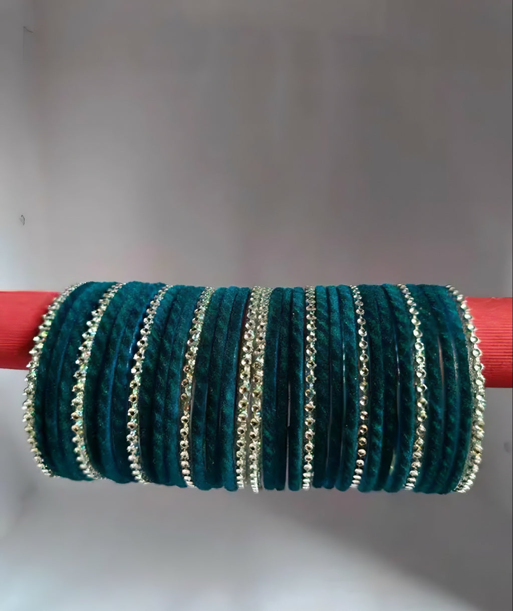 Emerald Shine Velvet Bangles