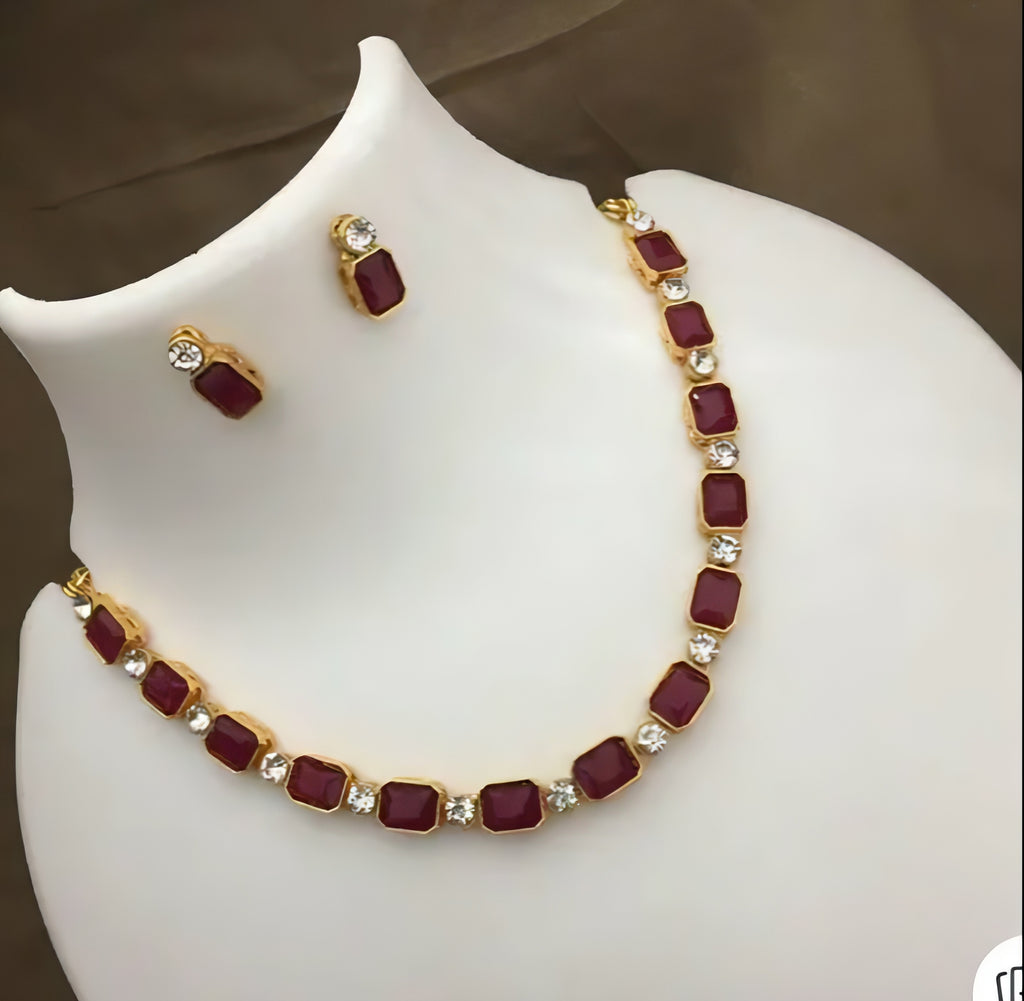 Emerald Ruby Charm Necklace Set