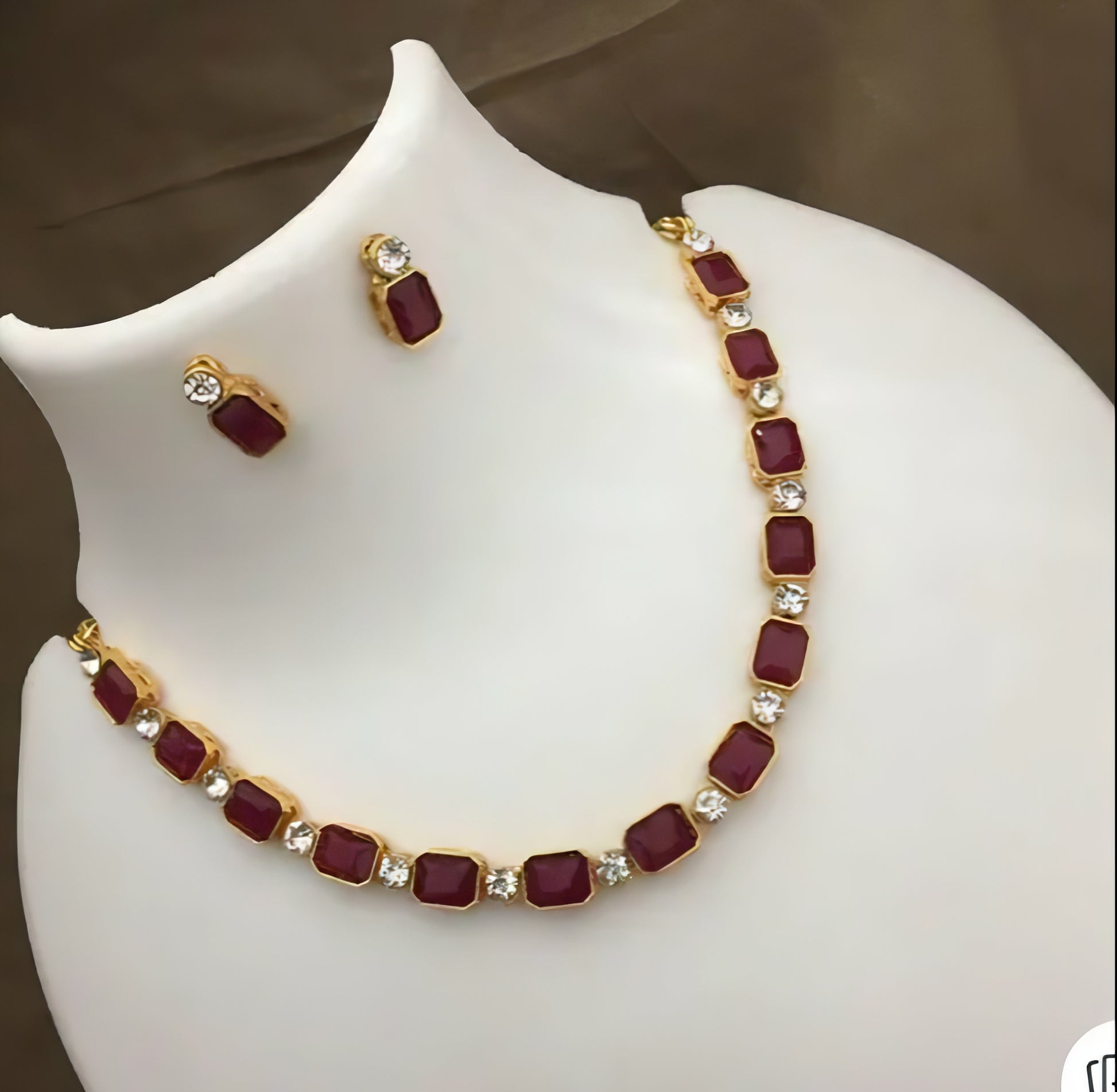 Emerald Ruby Charm Necklace Set