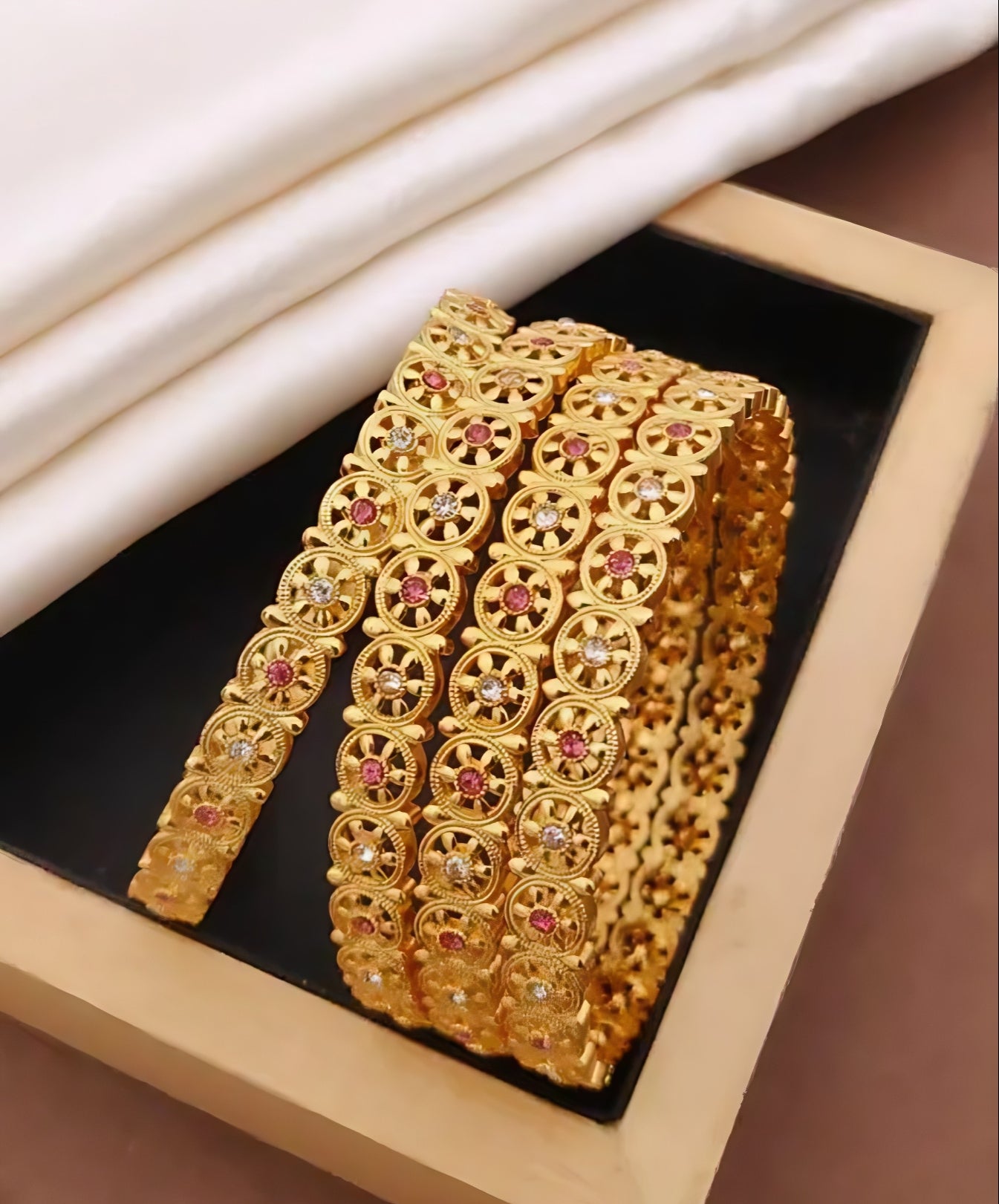 Regal Ruby Floral Bangles