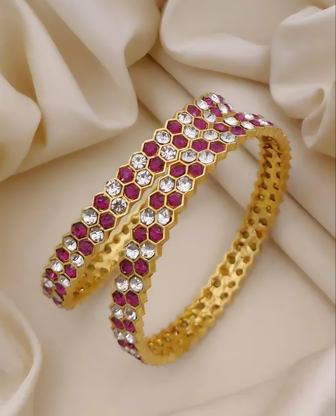 Hexa Spark Ruby CZ Bangles