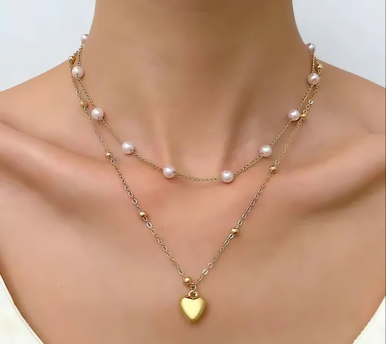 Blush Heart Pearl Necklace