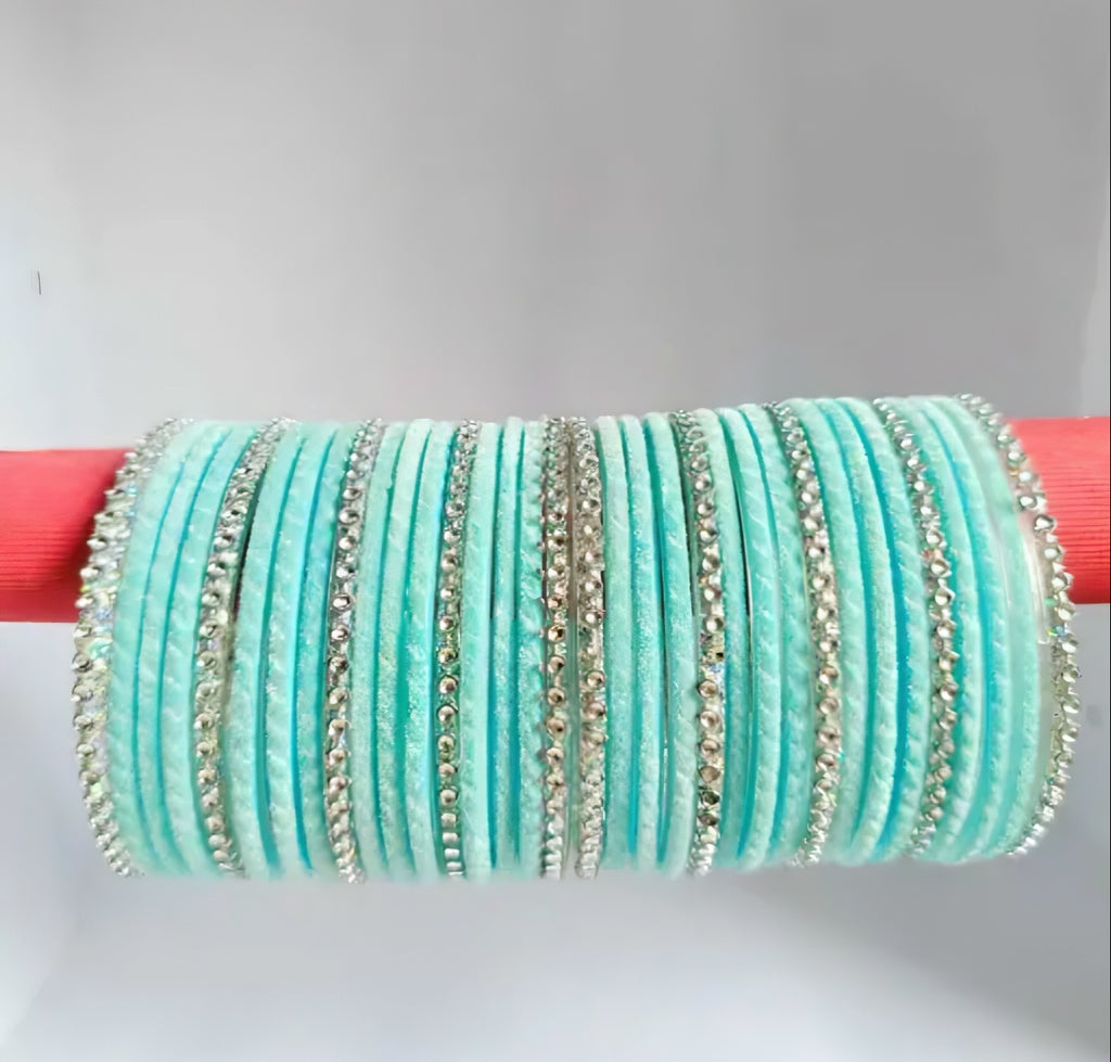 Frosted Mint Velvet Bangles