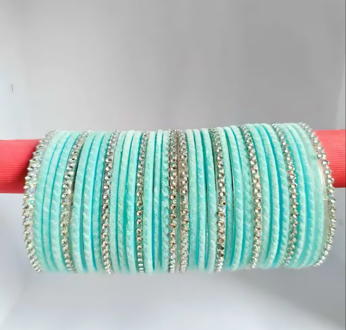 Frosted Mint Velvet Bangles