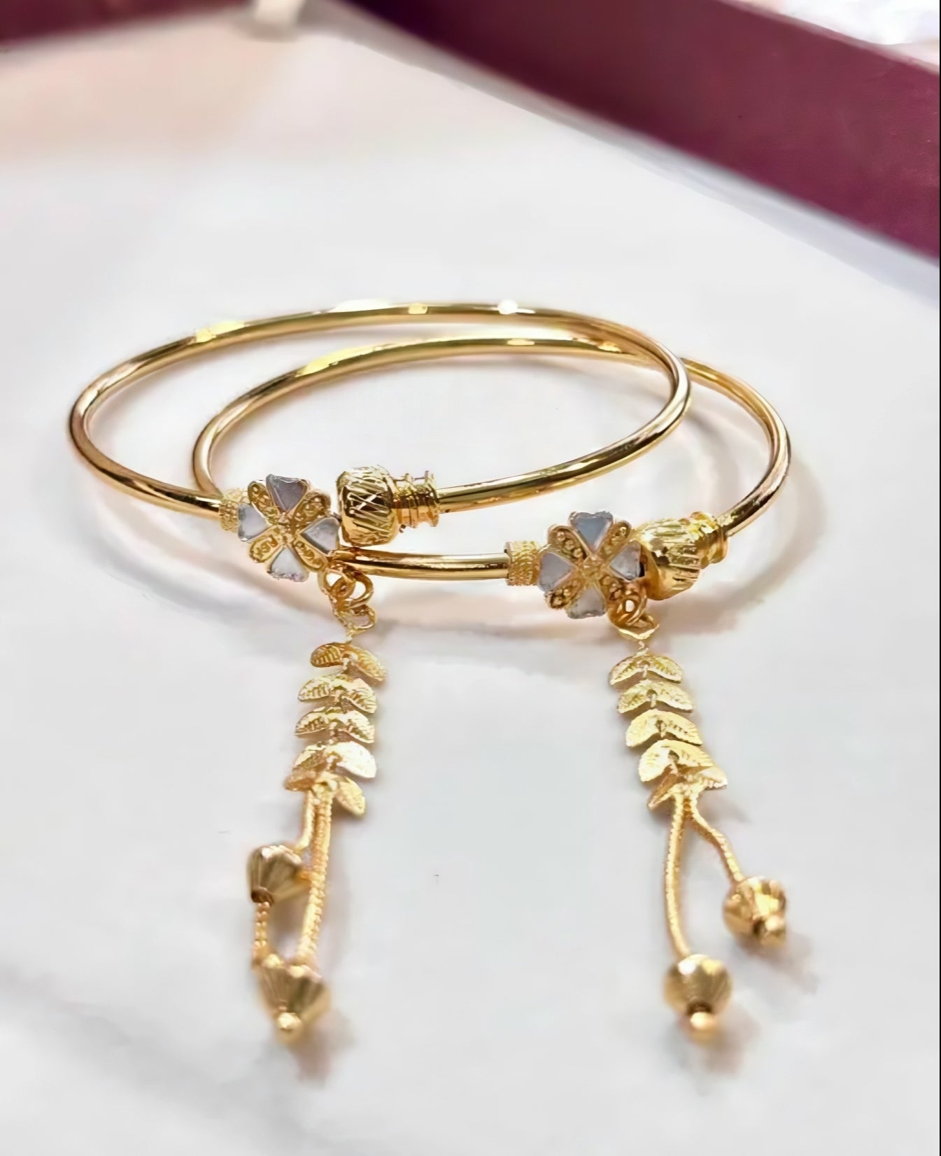 Golden Leaf Drop Kada Bangles