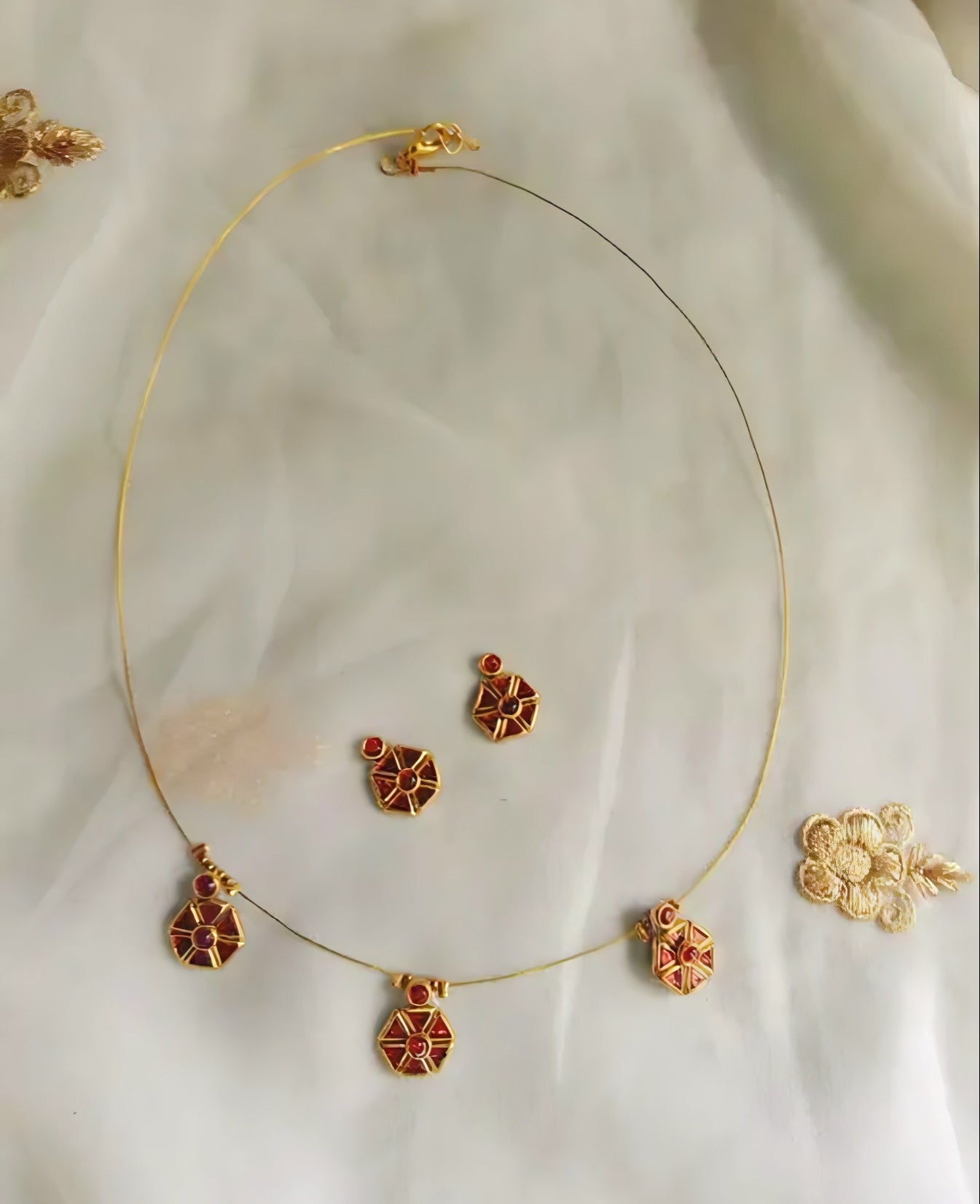 Hexa Ruby Enamel Choker Set
