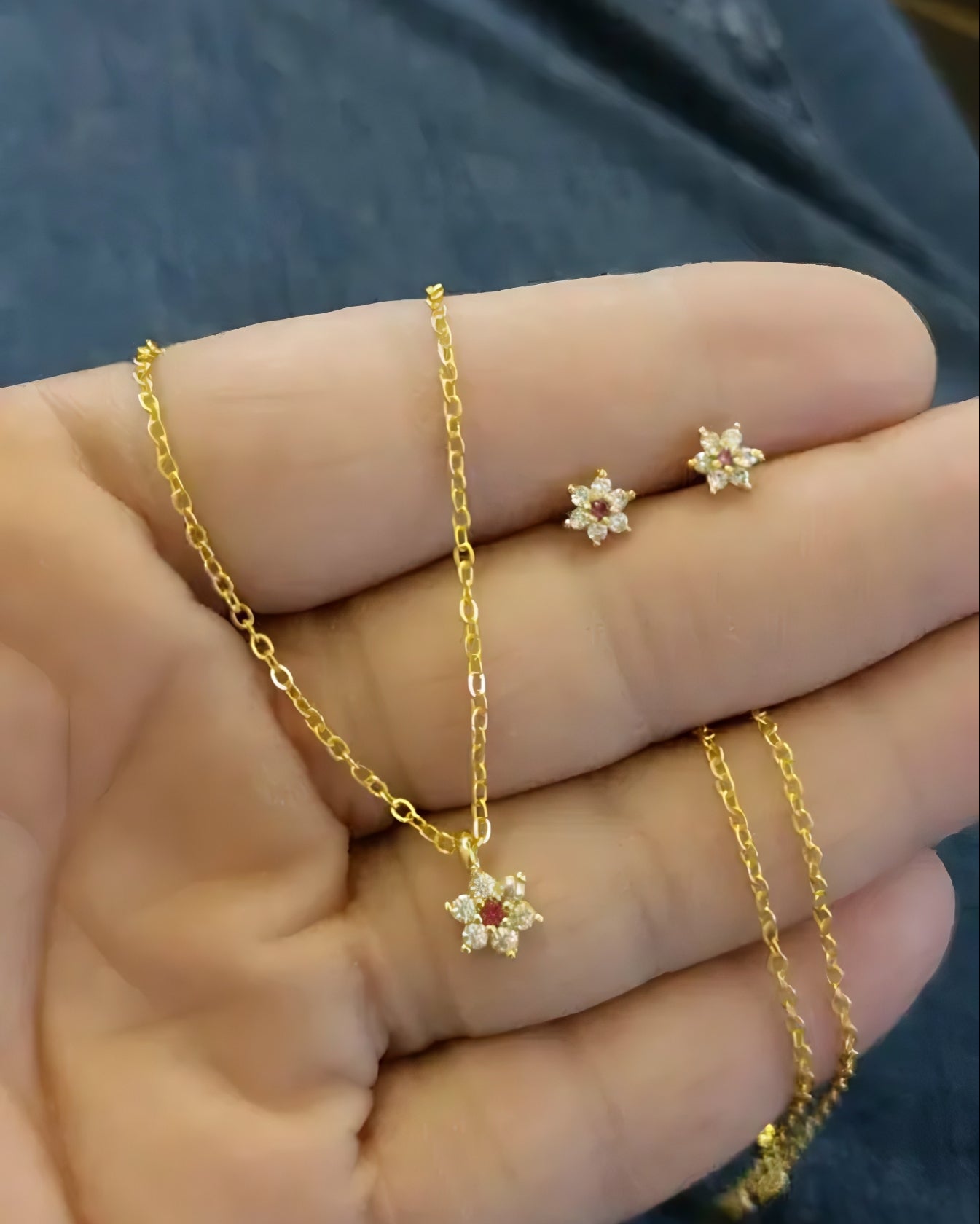 Ruby Star Minimalist Stud Set