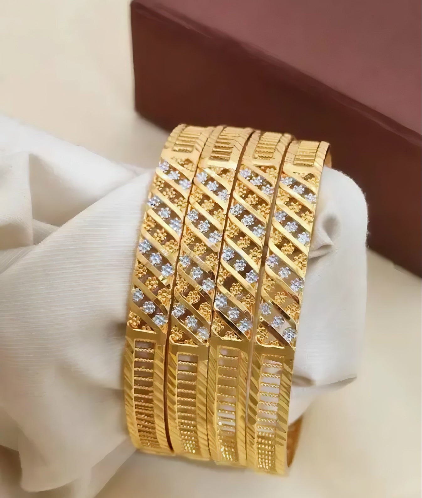 Diamond Weave Gold Bangles