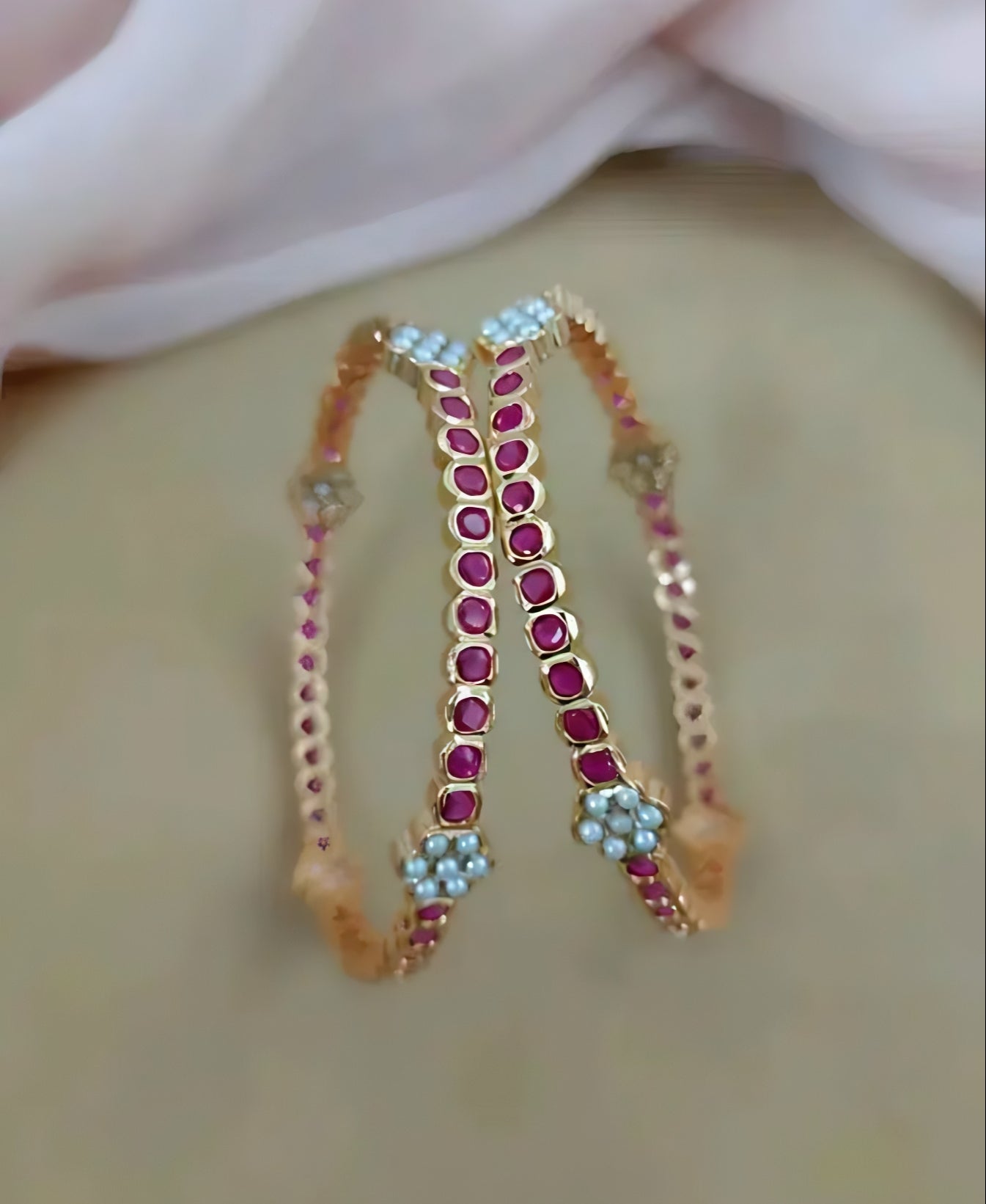 Ruby Glow Cluster Bangles