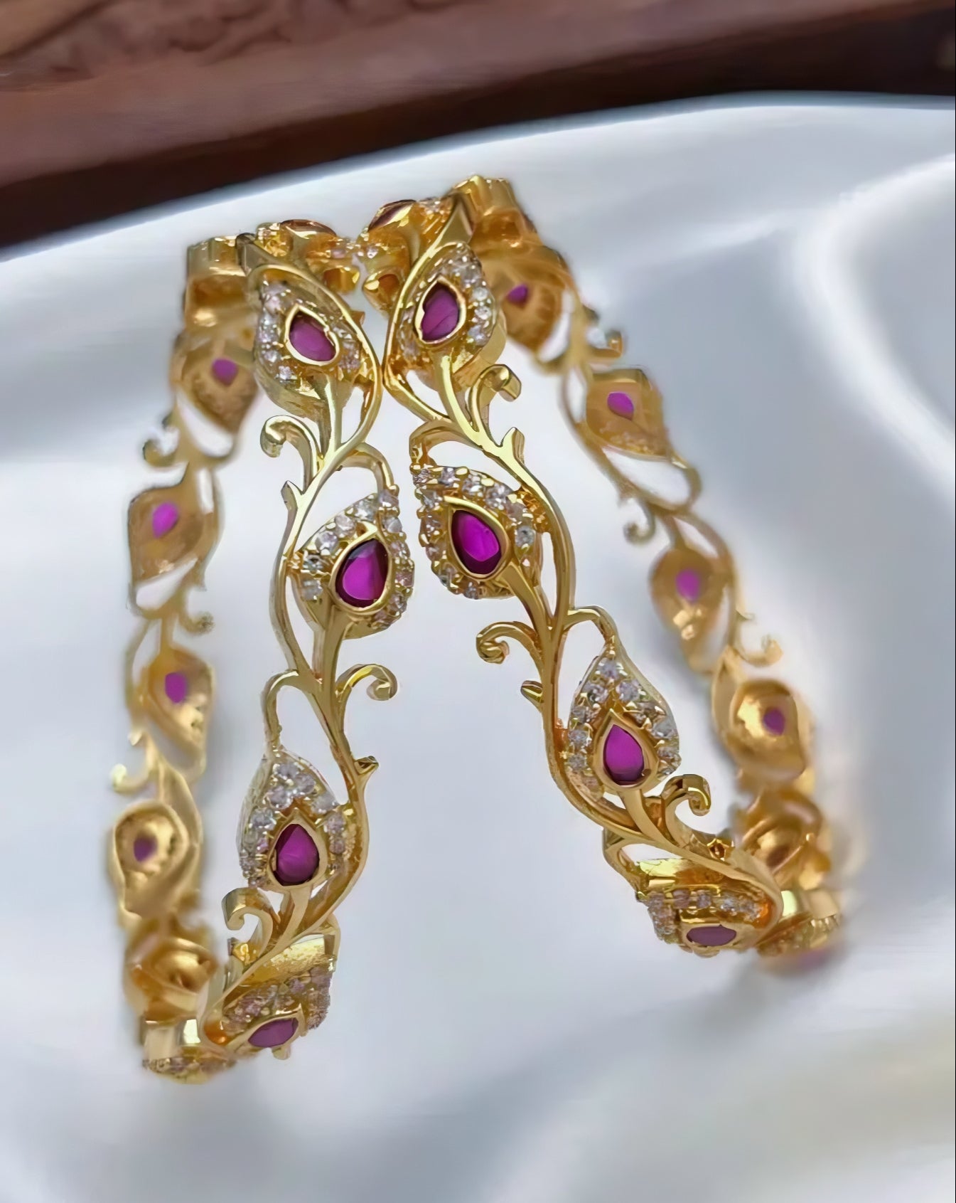 Peacock Blush Ruby Bangles