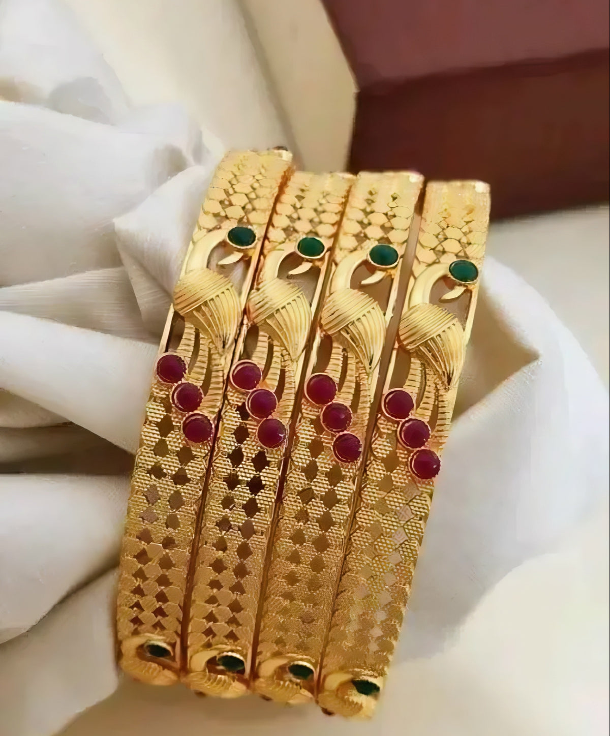 Peacock Grace Gold-Plated Bangles