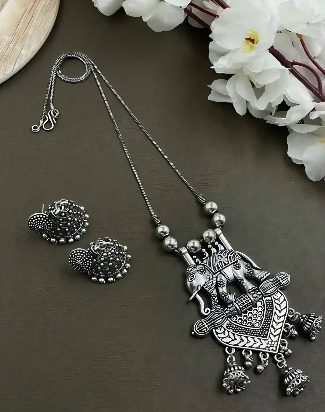 Royal Elephant Oxidized Haaram Set