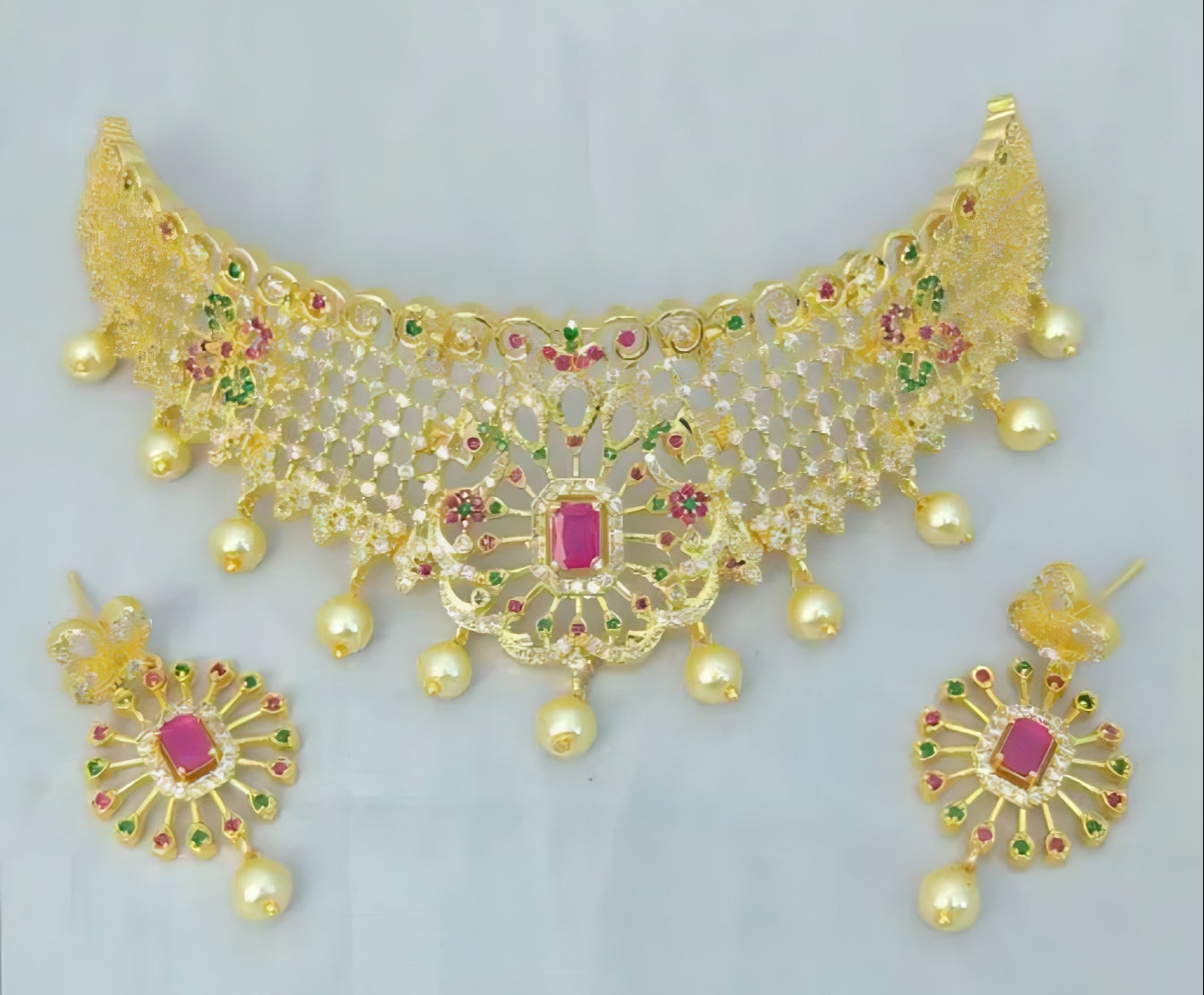 Multicolor AD Stone Necklace Set