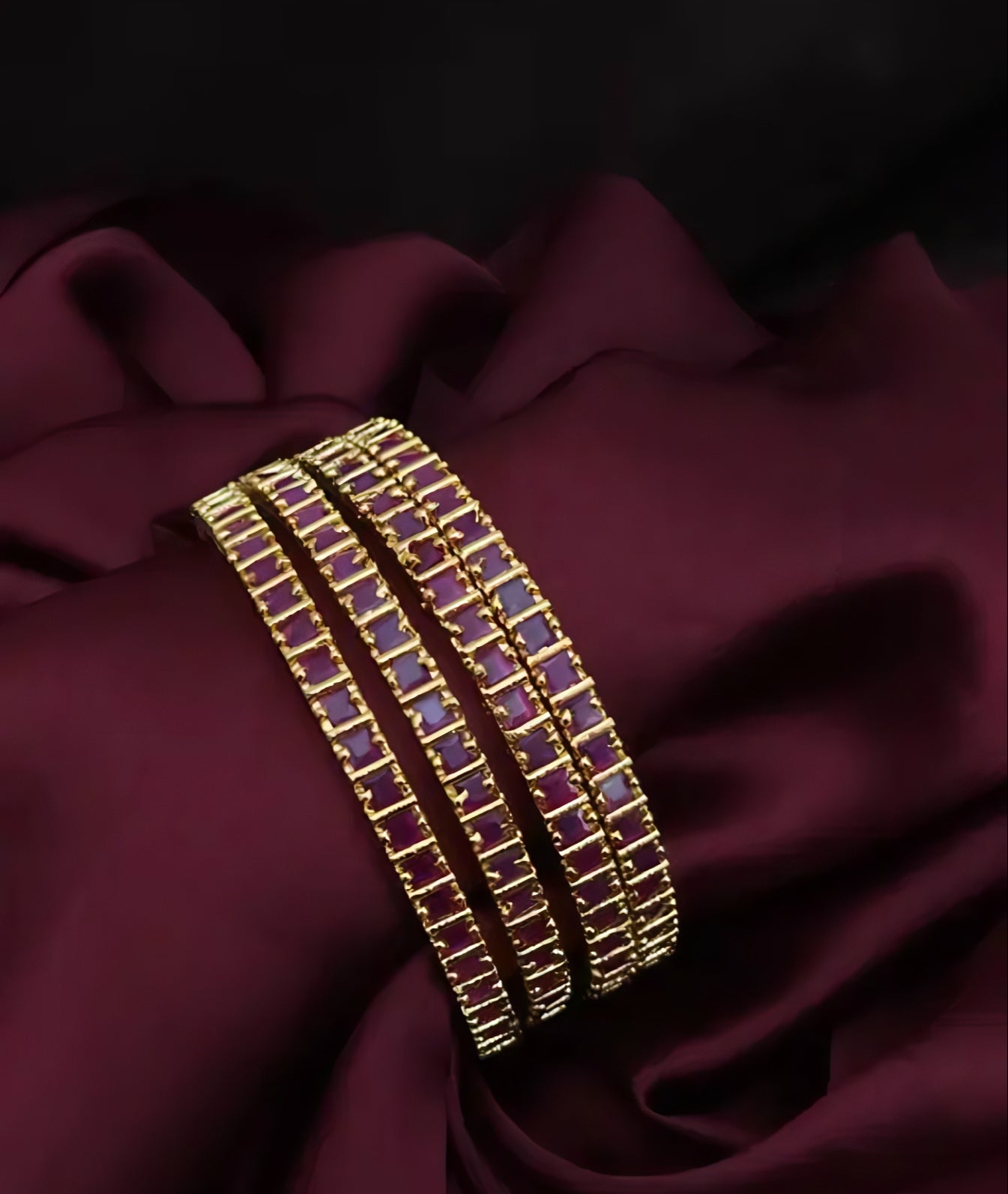Velvet Ruby Grid Bangles