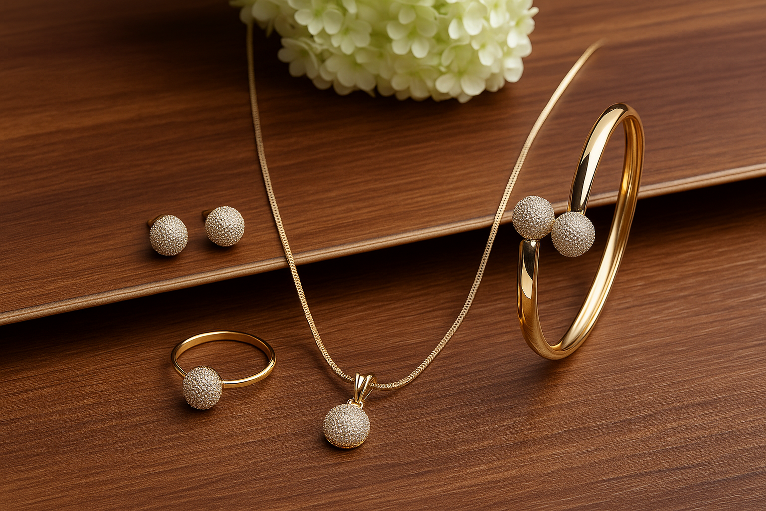 Radiant Gold Sphere Jewelry Set