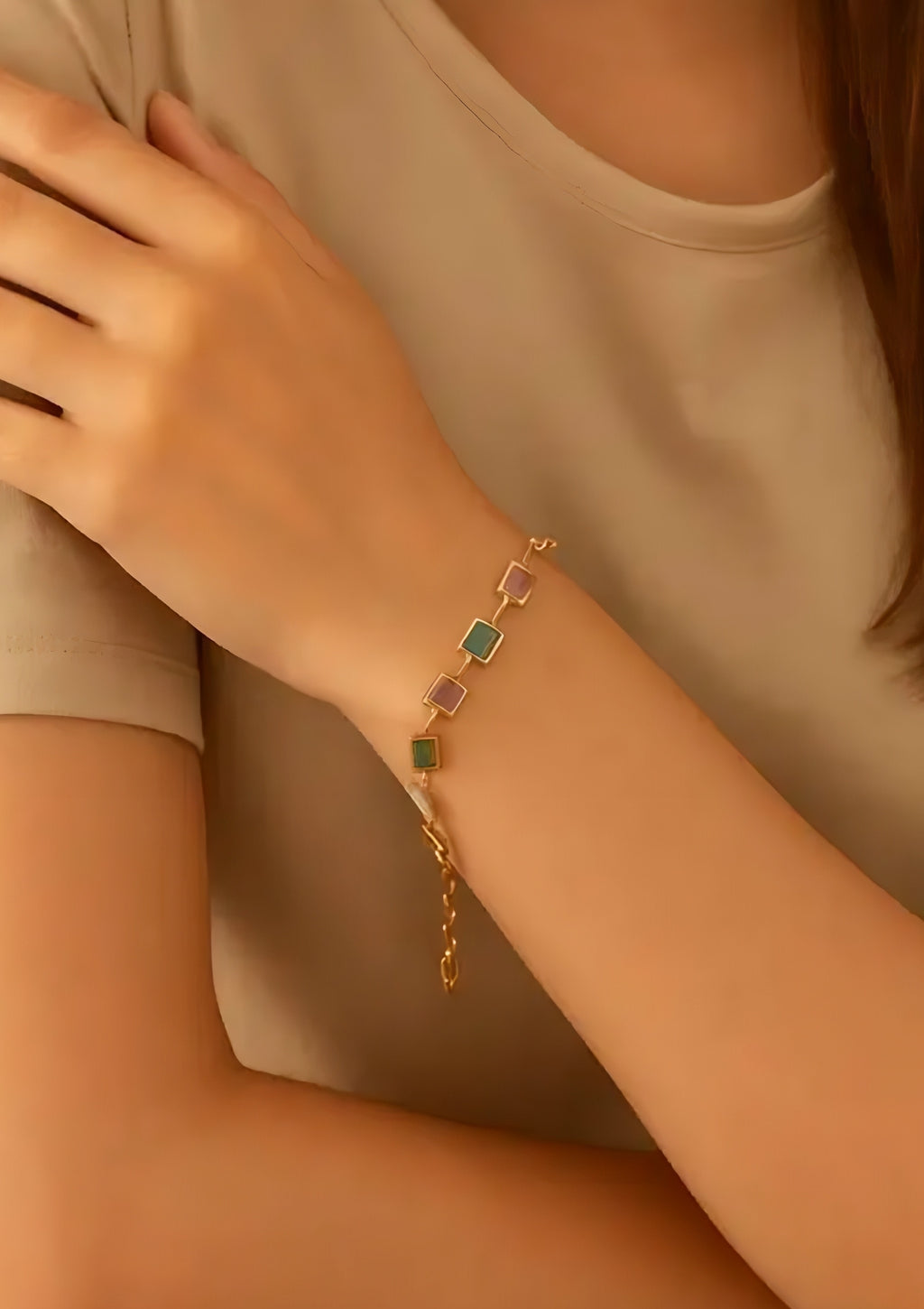 Pastel Mosaic Link Bracelet