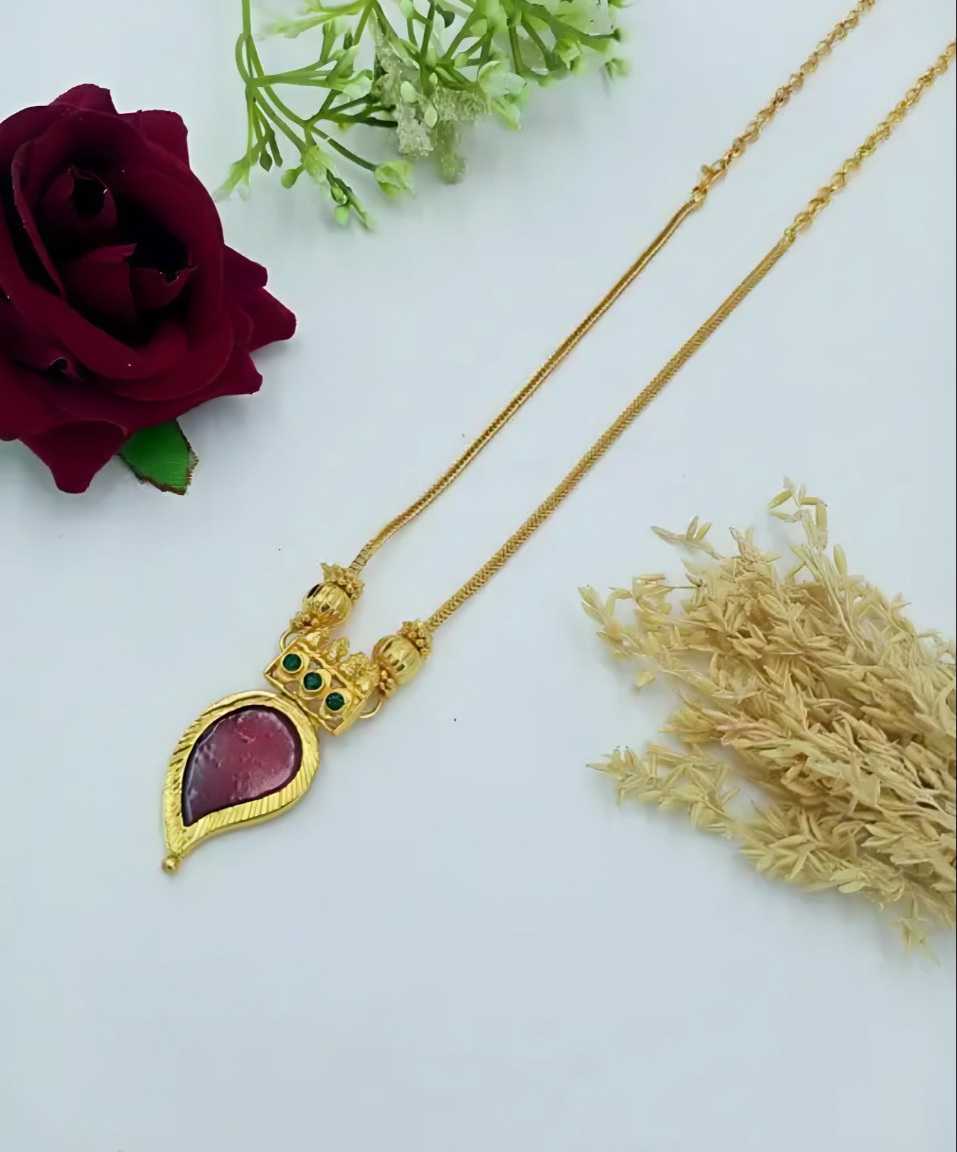 Maroon meenakari chain